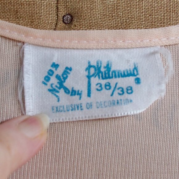 vtg PHILMAID Orange Retro Nylon Silky Short Nightgown Floral Embroidery 36/38 - Picture 8 of 8